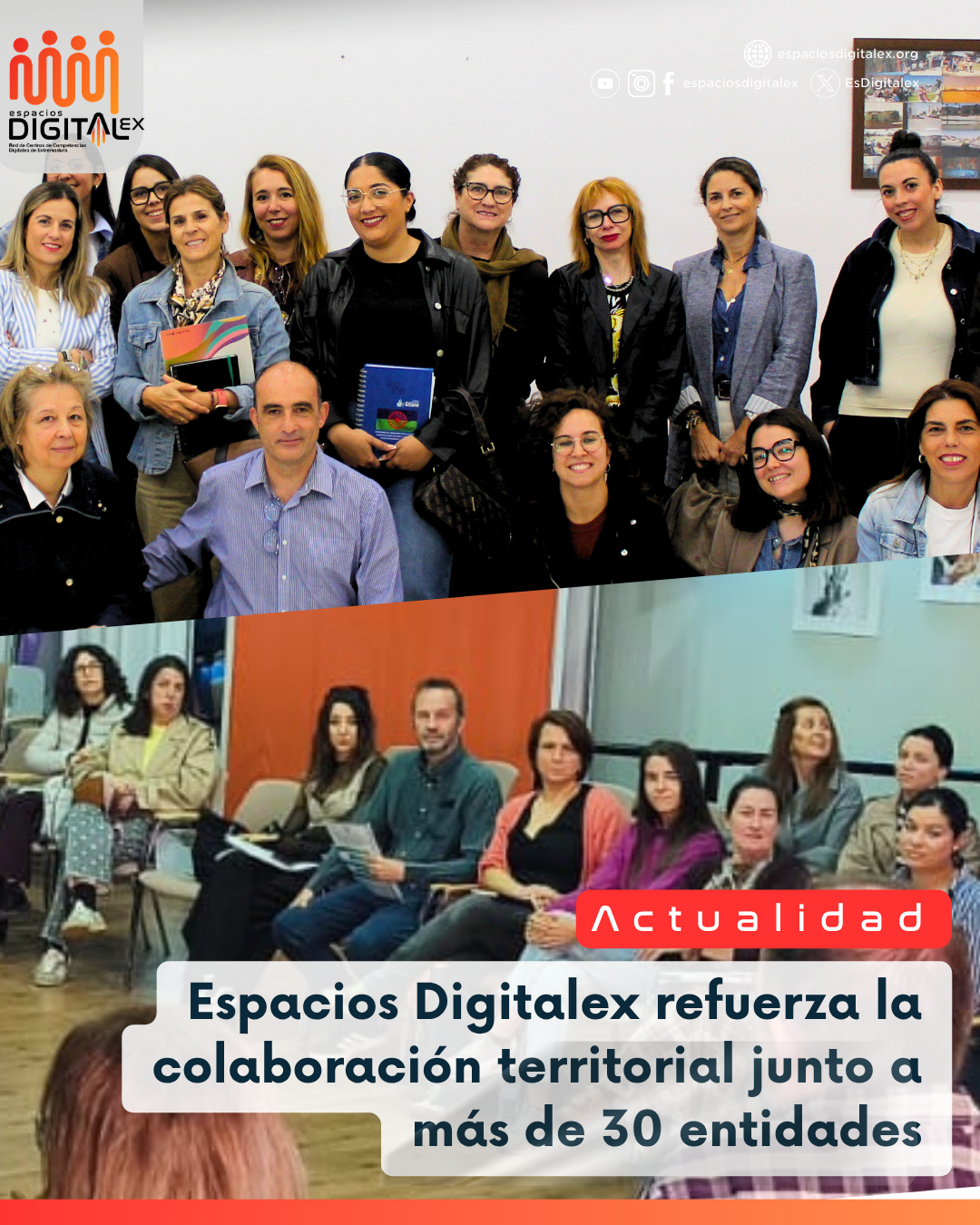 Los Espacios Digitalex de Cáceres y Mérida fortalecen la colaboración territorial junto a 36 entidades sociales, educativas y de empleo