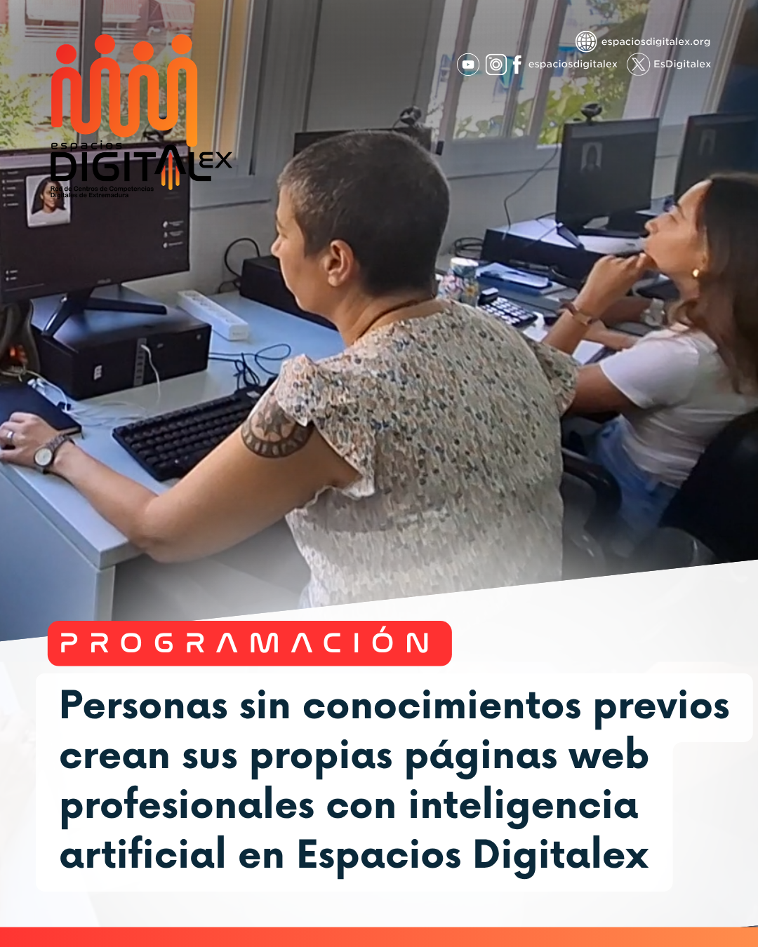 Personas sin conocimientos previos crean sus propias páginas web profesionales con inteligencia artificial en Espacios Digitalex